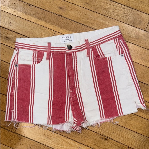 Frame Denim Striped Jean Shorts - Picture 1 of 4